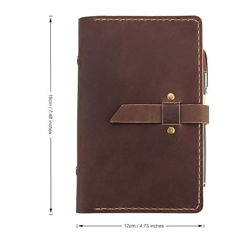 Genuine Leather Journal Writing Notebook, A6 Ring Binder Refillable Diary Notepads, Vintage Handmade Travel Organizer Agenda for Men Women - Brown thumbnail 3