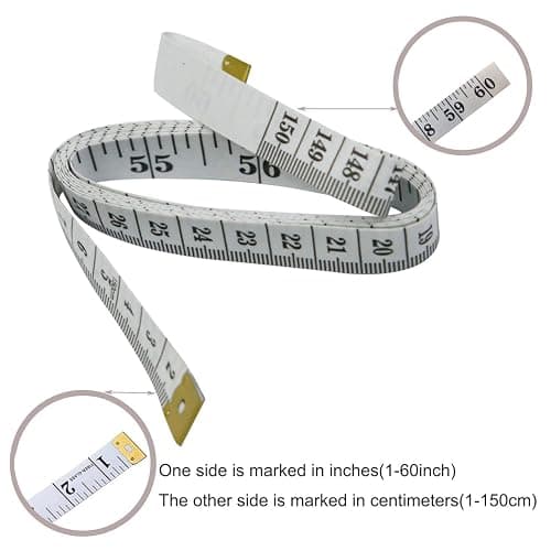 GDMINLO Soft Tape Measure Double Scale Body Sewing Flexible Tailor Craft Vinyl Ruler for Weight Loss Medical Body Measurement, Has Centimetre Scale on Reverse Side 60-inch（White） thumbnail 3