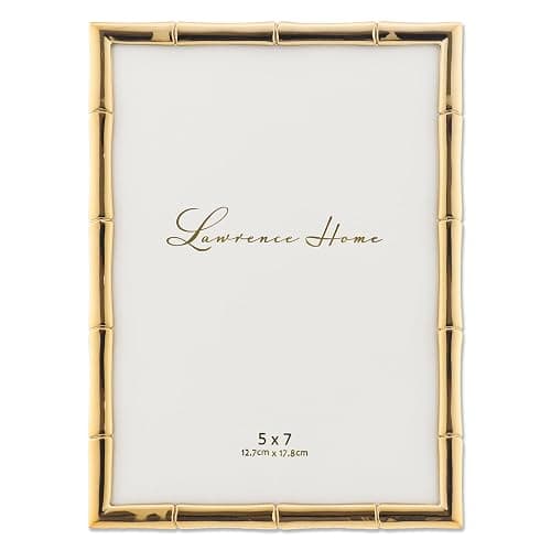 Lawrence Frames 5" W x 7" H Gold Metal Picture Frame with Bamboo Design (712257) - Image 1