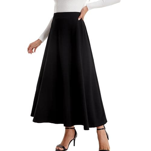 Yanhalo Womens Winter Mid Carf Long Skirt Stretch Slim fit Pleated Casual Cotton Skirt thumbnail 5