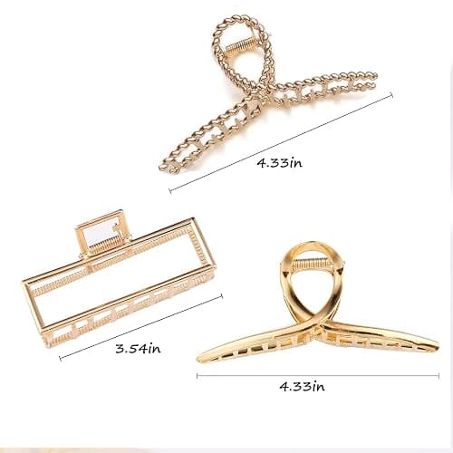 Mehayi 3 PCS Metal Large Claw Clips for Thick Heavy Hair, Strong Hold Big Non-Slip Hair Catch Barrette Jaw Clamp for Long Hair, Fashion Styling Accessories for Women Girls thumbnail 2