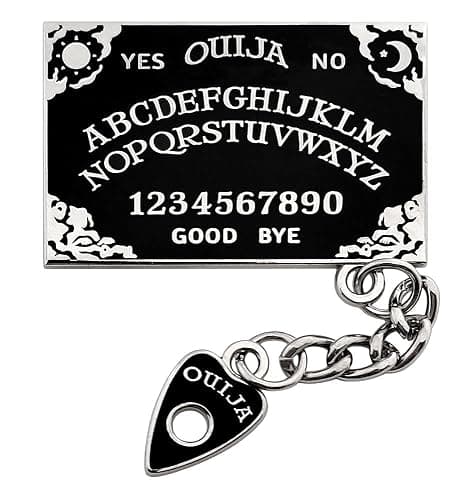 Pinsanity Black Ouija Board with Planchette Charm Enamel Lapel Pin - Image 1