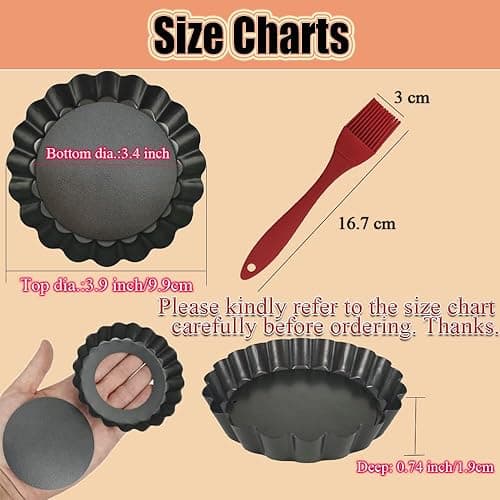 DATANYA 16 Pack Mini Tart Pans 4 Inch with Removable Bottom Round Nonstick Quiche Pan, Heavy Duty Fluted Side Tart Molds for Pies, Mousse Cakes, Dessert Baking thumbnail 3