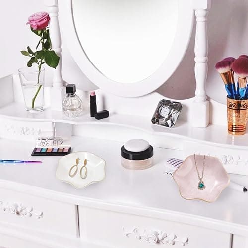 Binoster Keramik Schmuckschale,zimmer deko aesthetic room decor,Schlüsselablage,kleiner Ringhalter,Schmuckteller,Schmucktablett,Auffangschale,dekoration aesthetic,Nachttisch-Dekoration (BigWhite) thumbnail 4