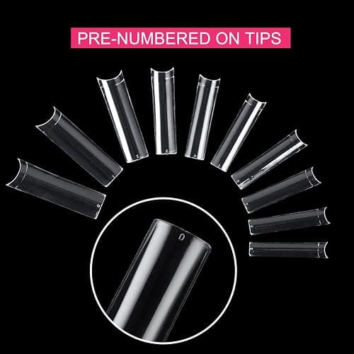 No C Curve Square Flat Nail Tips,SWETIDY 500Pcs XXL Extra Long Acrylic Clear Straight Tapered,Half Cover French Fake Nails for Nail Salon and DIY Nail Art 10 Sizes thumbnail 6
