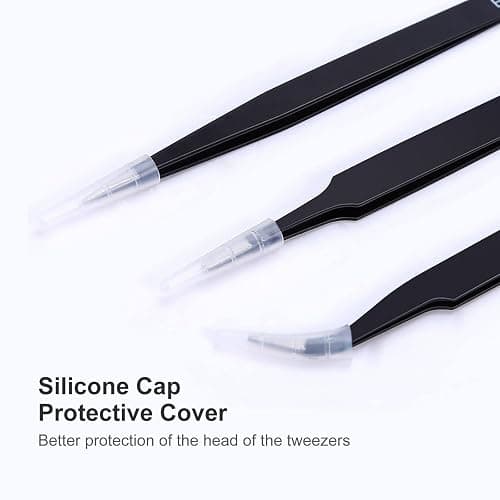kaverme 3PCS Precision Tweezers Set, Upgraded Anti-Static Stainless Steel of Tweezers, for Electronics, Soldering, Laboratory Work, Jewelry-Making, Model, Craft thumbnail 7