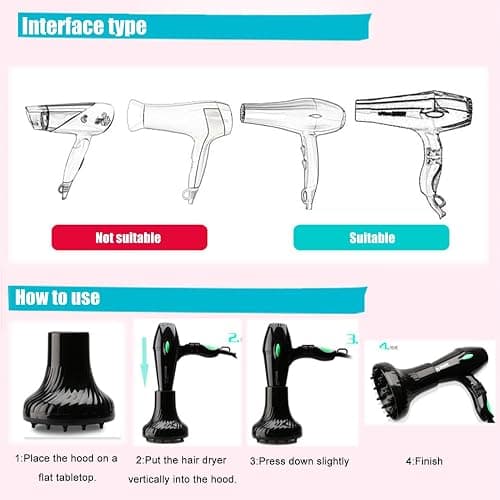 Universals Hair Diffuser, Hair Dryer Diffuser Attachment For Curly And Natural Wavy Hair, Professional Blow Dryer Diffuser For Hairdryer, Frizz Frees Hair Drying thumbnail 2