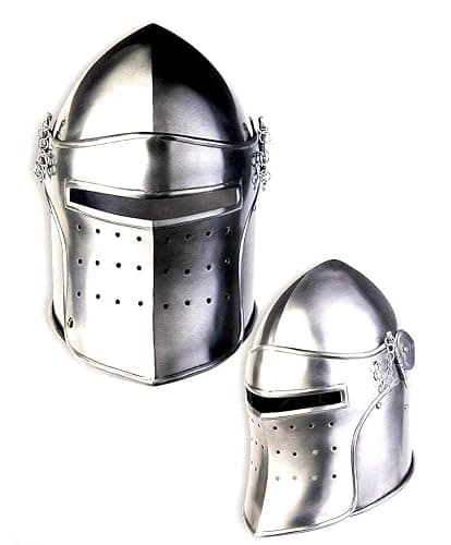 Medieval Renaissance Detachable Visor Barbute 18 Guage Functional Helmet Armor Rustic Vintage Home Decor Gifts - Image 1
