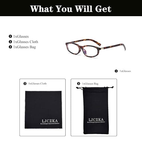LJCZKA Lunettes Lumiere Bleue Ovale Femme Homme Petite Lunette Monture Rectangulaire Lunettes Annee 90 Anti-Fatigue pour Jeux, Texing et Lecture thumbnail 5