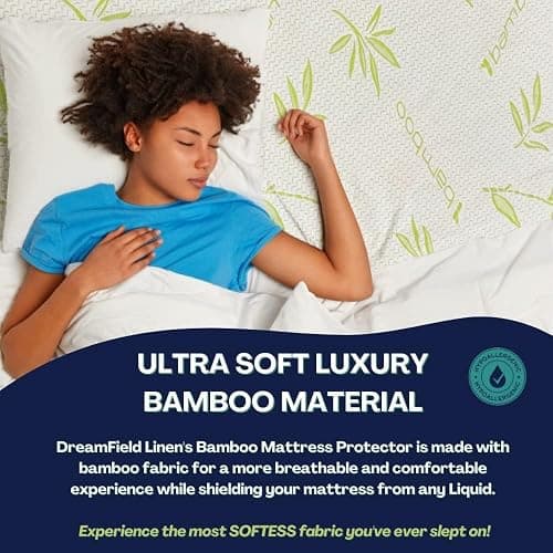 Bamboo Mattress Protector with Zipper - 100% Waterproof Full Size Cooling Mattress Cover - Ultra Soft Jacquard Fabric Breathable Noiseless Mattress Pad Cover - Zippered Mattress Encasement - Full - Bamboo thumbnail 5
