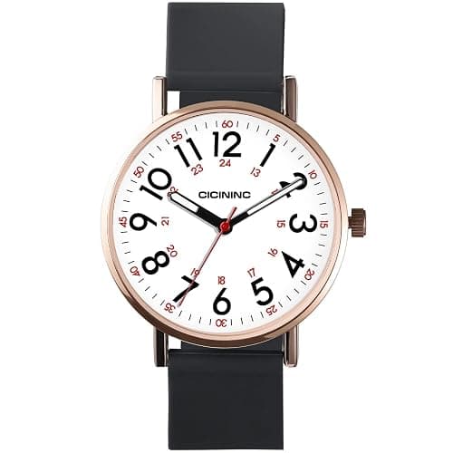 cicininc Watch with Second Hand for Nursing Women | Analog | Military Time | Silicone Band | Easy Read Dial | 12/24H | for Nurses, nursing students, medical professionals thumbnail 2