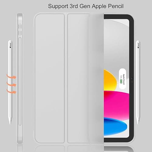iMieet iPad (A16) Case 11th Gen/iPad 10th Generation Case [11-Inch 2025/10.9 Inch 2022] with Pencil Holder, Trifold Stand Smart Cover with Soft TPU Back,Auto Wake/Sleep(New Light Gray) thumbnail 2