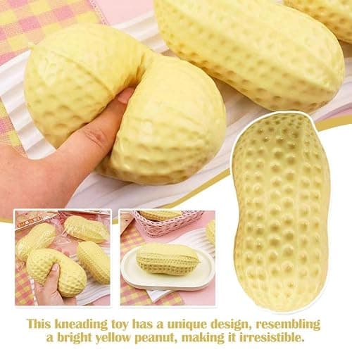 Peanut Squishies Toys,Peanut Squishies Slow Rising Stress Relief Toy,Squeeze Dough Ball Stress Relief HandToys,TabaSquishies for Easter Gifts,Cute Anxiety Relief Toys, for Adults (Yellow-1pcs) thumbnail 5