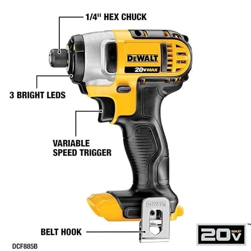 DEWALT 20V MAX Cordless Drill and Impact Driver, Power Tool Combo Kit , Includes 2 Batteries, Charger and Bag (DCK240C2) thumbnail 4
