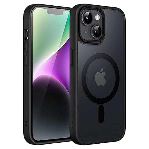 JETech Magnetic Case for iPhone 14 6.1-Inch Compatible with MagSafe, Translucent Matte Back Slim Shockproof Phone Cover (Black) - Image 1