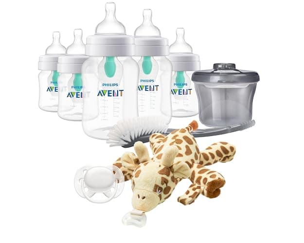 Philips Avent Anti-colic Baby Bottle with AirFree Vent Newborn Gift Set With Snuggle, Clear, SCD306/10 - Image 1