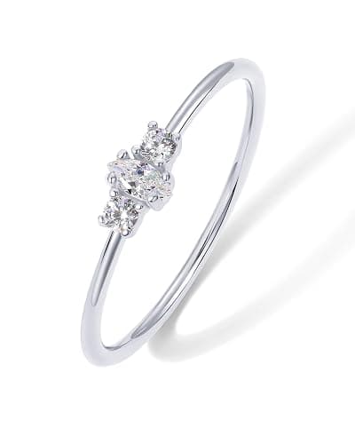 PAVOI 18K Gold Plated Marquise Round Mini Cubic Zirconia Stackable Rings for Women | Dainty Stacking Thin Band for Women - Image 1