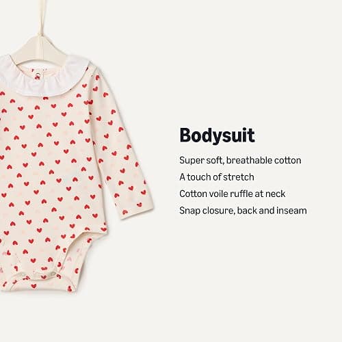 Amazon Essentials x Sofia Grainge Baby Girls' Long-Sleeve Ruffle Collar Bodysuit, Pack of 2 thumbnail 2