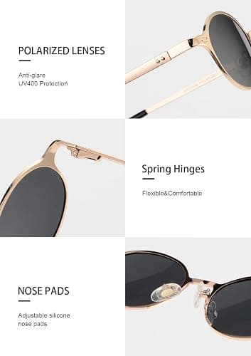 VIVIENFANG Polarized Retro Oval Sunglasses Womens Men Trendy 2026, Vintage Narrow Round Shades Chic 80 90s Sun Glasses VF2253 thumbnail 5