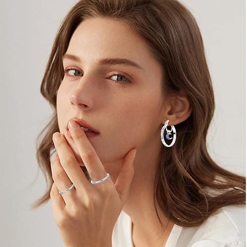 Parmuz 925 Sterling Silver Earrings Hoops for Women Ladies Simple Lightweight Twisted Medium Hoop Earrings With Cubic Zirconia Hypoallergenic Jewelry for Her thumbnail 3