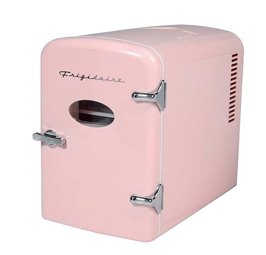 Frigidaire Pink Mini Personal Fridge Cooler, 1 Gal Capacity fits Six Cans, Includes Plugs for Home Outlet & DC Charger - 9.84" D x 7.09" W x 10.35" H thumbnail 4