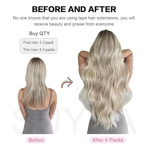 SUYYA Tape in Hair Extensions Human Hair Jet Black 30 Inch 60g/pack 20pcs Straight Seamless Skin Weft Tape in Real Human Hair Extensions (30 inch #1 Jet Black) thumbnail 5