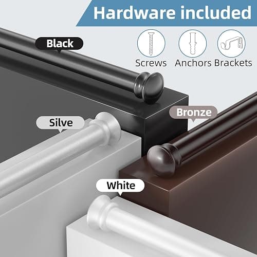 CorkLatta Bronze Curtain Rods for Windows 30 or 45 Inches with Brackets,Decorative 5/8 Inch Diameter Small Window Curtain Rod Set for Bedroom, Room Divider, Living Room, Kitchen, Bathroom thumbnail 4