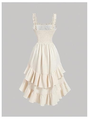 SOLY HUX Women's Layered Ruffle Hem Dress Sleeveless Ruched Asymmetrical Long Party Dresses thumbnail 2