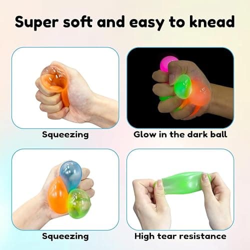 4pcs Glowing Sticky Balls, Glow in Dark Toys Stress Balls for Adults,Stress Relieving Fun Decompression Fidget Toy Birthday Gift,Easter Basket Stuffers Gift for Him Her Women thumbnail 4