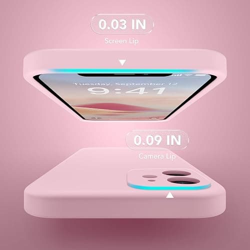 SuydanBox Magnetic for iPhone 12 Case, Compatible with MagSafe, [Full Camera Protection][Screen Protectors] Silicone Shockproof Protective Phone Case for iPhone 12 6.1", Chalk Pink thumbnail 6