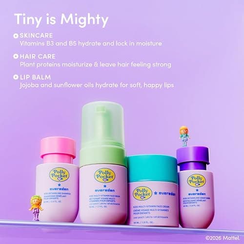 Evereden x Polly Pocket Travel Size Kids Skincare & Haircare Set + Lip Balm | Limited-Edition Gift Box, Kids Skincare & Haircare Minis & Lip Balm Charm, Dermatologist-Tested, TSA Approved, Clean & Vegan thumbnail 5