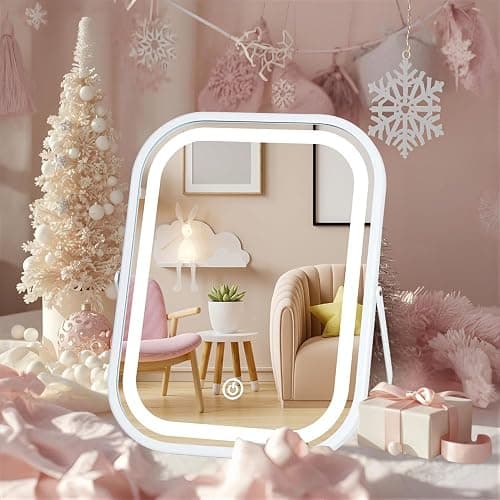 LAKFUES Vanity Mirror with Lights 6x8 Inch, Rechargeable Makeup Mirror for Desk, 3-Color Lighting & Touch Control Tabletop Mirror Lights, Portable Cordless Travel Mirror thumbnail 7