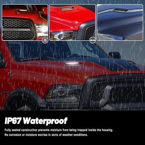 NJSBYL LED Hood Bezel Lights For 2010-2018 Ram 1500 2019-2022 Ram 1500 Classic with Sport Hood Vehicles Extra White LED DRL Daytime Running Lamps Sequential Amber LED Turn Signal Lights 68324990AA thumbnail 8