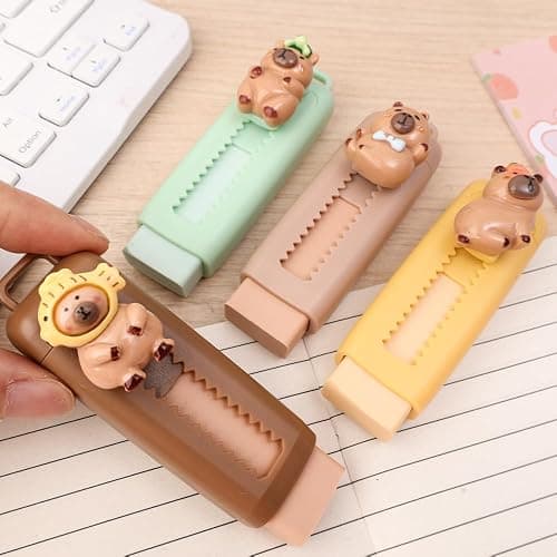 1Pcs Capybara Retractable Erasers, Cute Rubber Push-Pull Eraser, Pencil Erasers for Students Capybara Lovers School Office Supply Stationery (Random Color) thumbnail 6