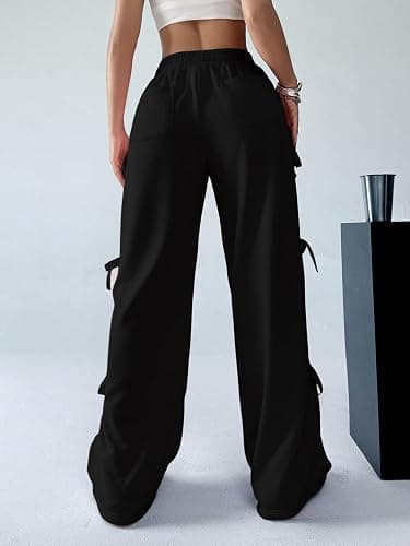 Verdusa Women's Baggy Sweatpants Elastic Waist Casual Bow Wide Leg Pants with Pocket Y2K Going Out Travel Pants thumbnail 3