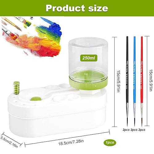 Paint Brush Rinser, Water Cycle Rinser and 6 PCS Brushes, Multifunctional Paint Brush Cleaner Paint Brush Washing Machine for Acrylic Painting Makeup Brushes thumbnail 3