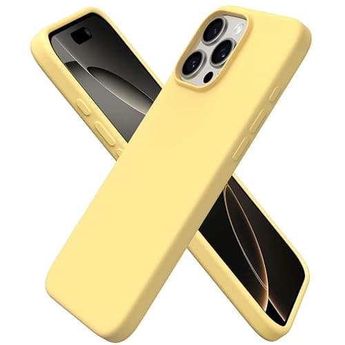 ORNARTO Compatible with iPhone 16 Pro Max Case 6.9", Slim Liquid Silicone 3 Layers Soft Gel Rubber Shockproof Protective Case with Anti-Scratch Microfiber Lining-Buttercream Yellow - Image 1
