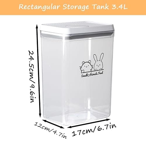 Pet Treat Storage Container,Clear Airtight Food Container One Button Opening Food Containers,with Handled Lid and Measuring Spoon Clear,for Storage Hamster Sand,Rabbit Food,Rabbit Nuggets Etc thumbnail 7