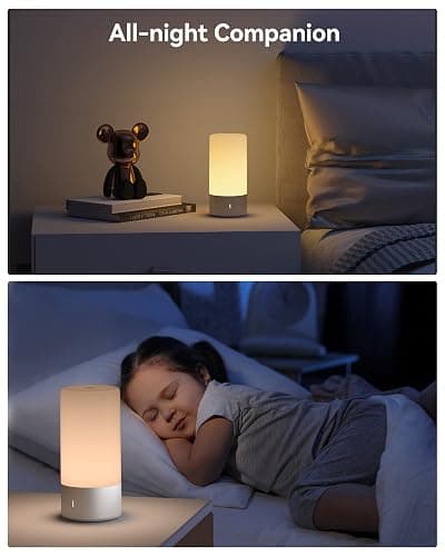 ROOTRO Table Lamp, [Advanced] Bedside Touch Control Lamp for Bedroom 3 Level Dimmable Warm White Lights with 256 RGB Color Mode Modern Deisgn Smart Nightstand Desktop LED Lamps Portable for Read thumbnail 6