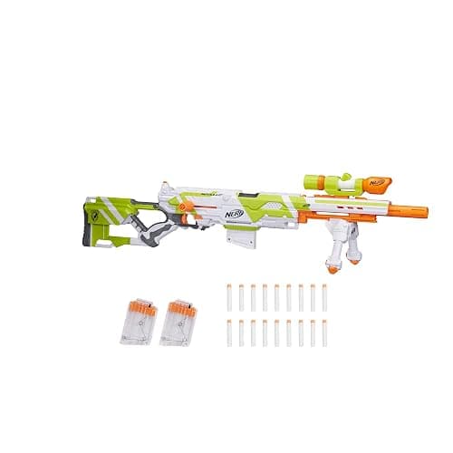 NERF Longstrike Modulus Toy Blaster with Barrel Extension, Bipod, Scopes, 18 Elite Darts & 3 Six-Clips (Amazon Exclusive) - Standard - Image 1