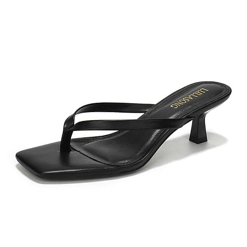 LULLASONG Women's Kitten Heels Sandals Square Open Toe Flip Flop Heels 1.8-2 Inch Heeled Sandals for Women - Image 1
