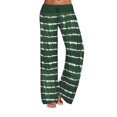 iniber Women's Comfy Pajama Pants Casual Lounge Pant Wide Leg Palazzo Stretch Drawstring Bottoms - Image 1