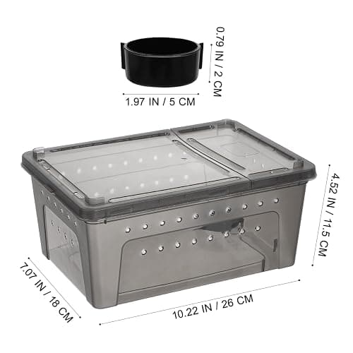POPETPOP Reptile Terrarium Box 10.24×7.09×4.53In Plastic – Ventilated & Secure for Escape Prevention, Easy Feeding Access Without Disturbance – for Small Reptiles, Insects, Hatchlings, Geckos, Tortois thumbnail 2