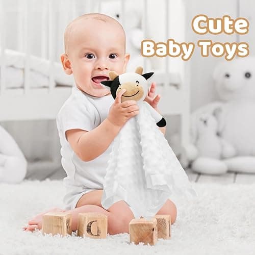 Pro Goleem Cow Security Blanket Soft Loveys for Babies for Boys and Girls Newborn Lovie Infant Blankie Cow Baby Stuff Baby Snuggle Toy Stuffed Animal Baby Gifts 16 Inch thumbnail 5