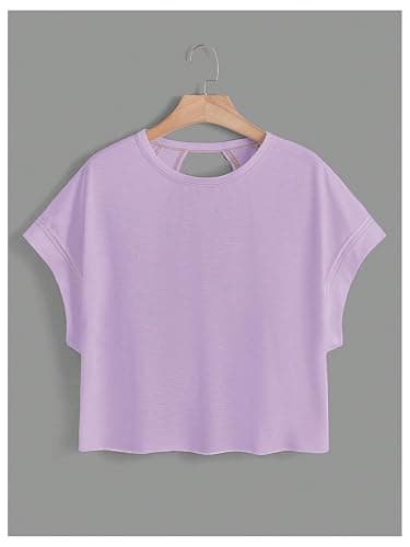 SOLY HUX Women Open Back Tops Workout Backless Tee Casual Athletic Shirts Short Sleeve Oversized Gym T Shirt thumbnail 2