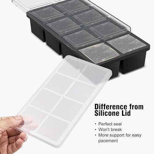 Samuelworld Large Ice Cube Tray: 2024 Upgraded Silicone Square Ice Cube Mold For Whiskey, New Upgraded 2 Inch Large Cubed Ice Trays for Cocktail, Big Cube Ice Maker Mold (2 Pack, Black) thumbnail 6