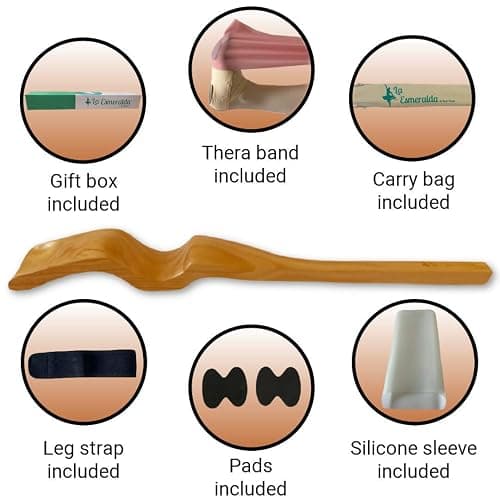 La Esmeralda Ballet Professional Wooden Pine Foot Stretchers Set for Dancers, Elastic Stretch Band, Two Pads, Leg Strap, Carry Bag and Gift Box. thumbnail 2