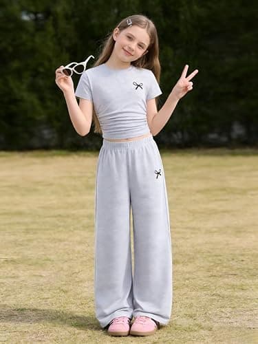 Afsmlys Tween Girls Clothes T-Shirt Top + Pants 2pcs Outfit Set Teen Girl Spring Summer Clothing, Size 7-16 Years thumbnail 2