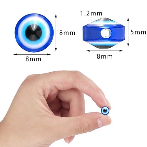 400Pcs Blue Evil Eye Beads for Jewelry Making 8mm Evil Eye Charms for Bracelet Making Handmade Resin Turkish Evil Eye Spacer Beads Charms Round Bead for Bracelets Necklace Earrings DIY Crafts thumbnail 2