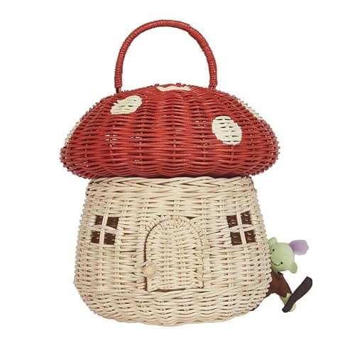 Kqcibz Handmade Rattan Mushroom-Shaped Storage Basket- Cute Handmade Handcrafted Decoration Artwork Rattan, Red Easy to Use thumbnail 4